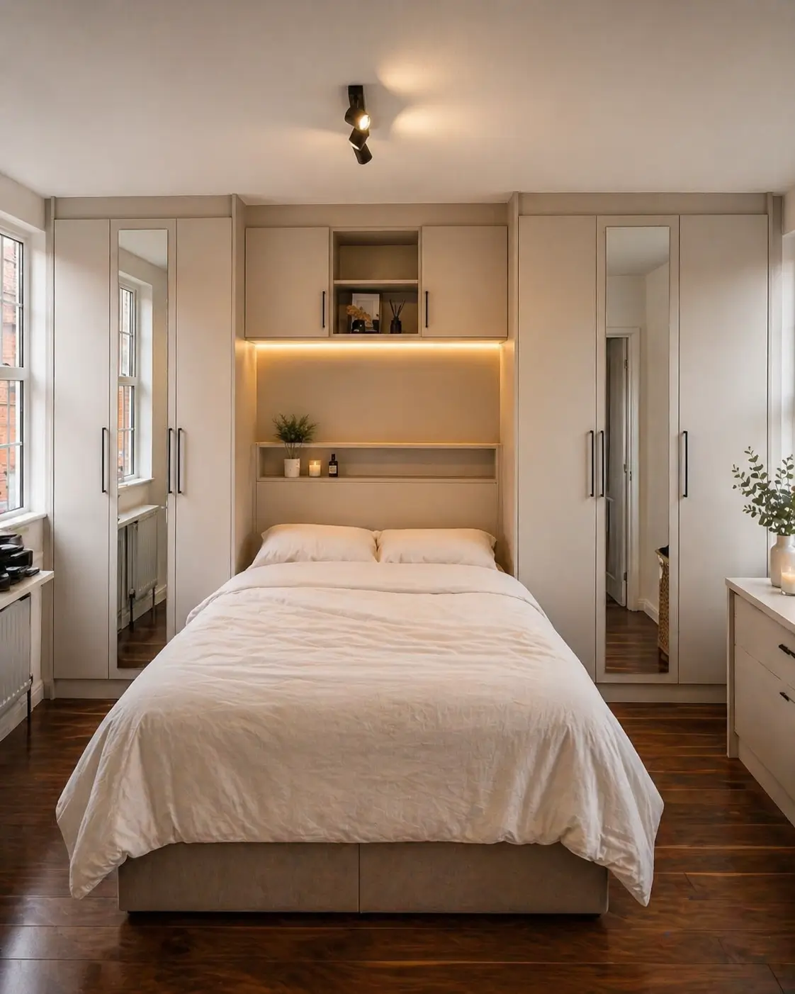 Bespoke Fitted Wardrobe with Overbed Storage | Contemporary Bedroom UK